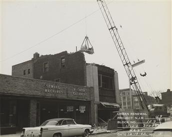 (NEWARK, NEW JERSEY--URBAN RENEWAL) Binder with 35 photographs documenting the planned Hill Street Urban Renewal Project in Newark.